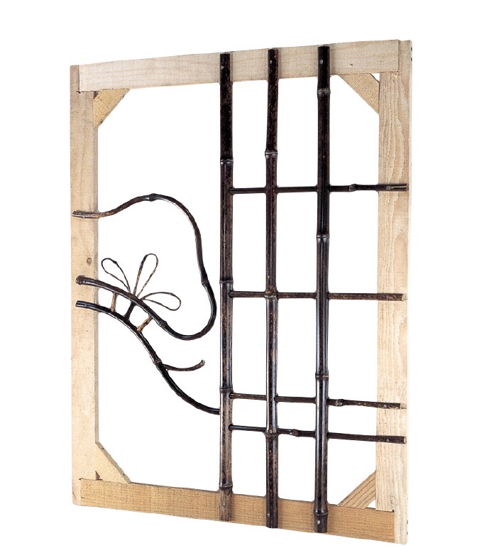 木枠黒竹上角窓松柄(きわくくろちくじょうかくまど(まつがら))