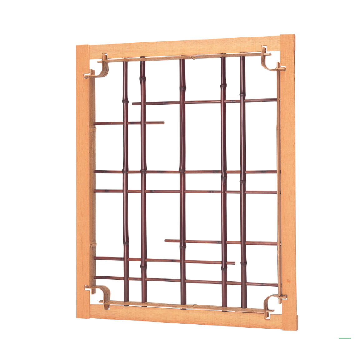 木枠付錆竹縁付染煤角窓 抜通柄(きわくつきさびたけふちつきそめすみすかくまど(ぬきとおしがら))