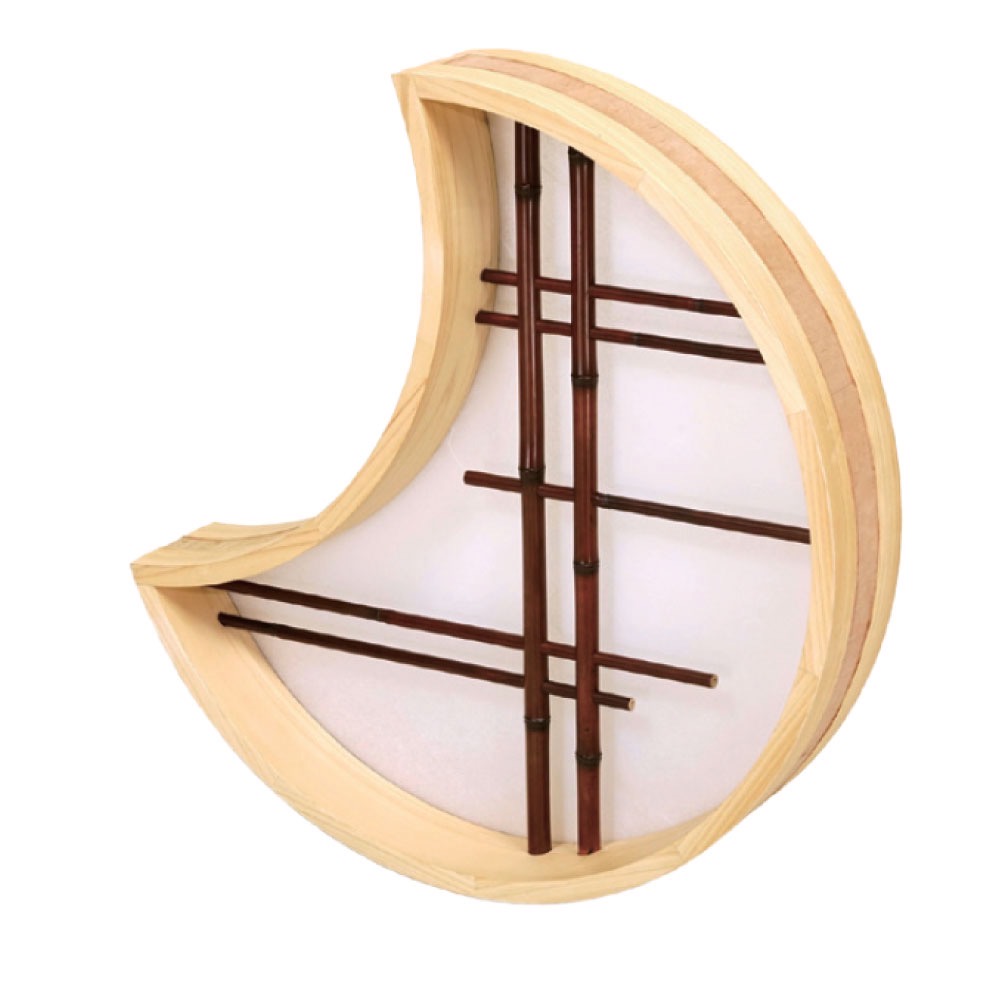 化粧木枠 三日月型煤矢竹 朧月柄(プレート入り)(けしょうきわくかつまがたすみやだけおぼろつきがら(ぷれーといり))