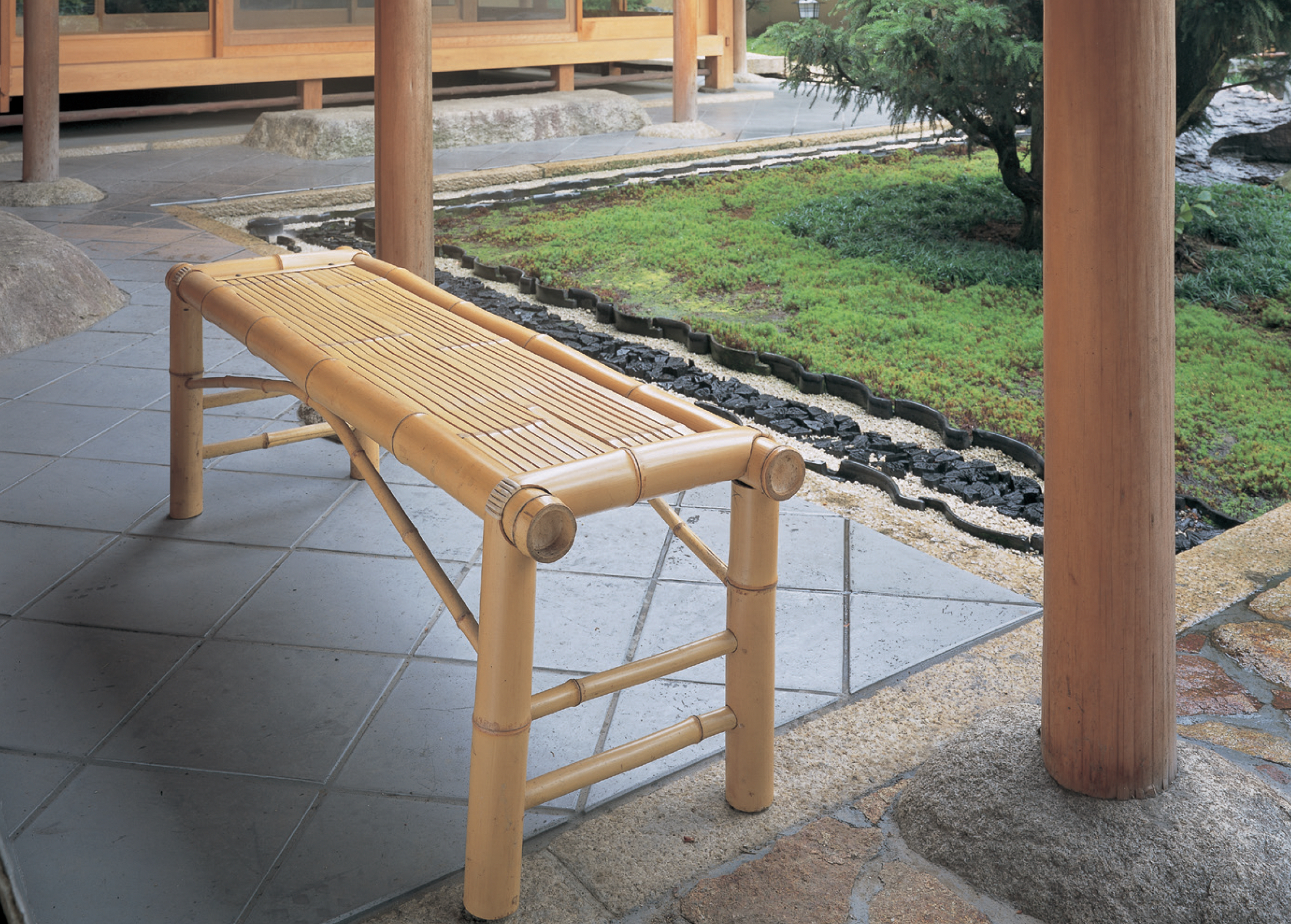 YU025 白竹縁台（固定脚） 